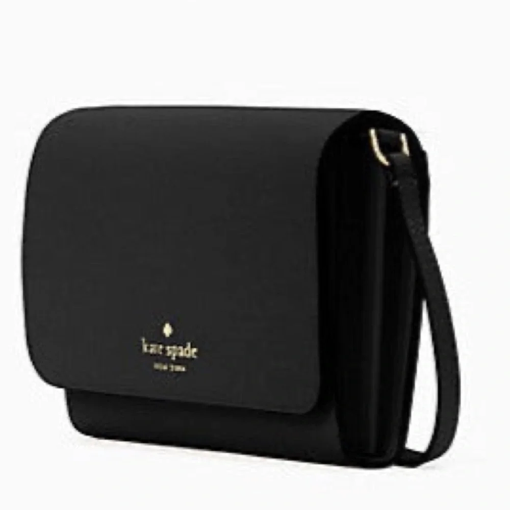 KATE SPADE NEW YORK DANA WALLET ON A STRING. Black PVC Nwt